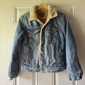 Lucky Brand Woman’s Sherpa Lined Denim Trucker Jacket